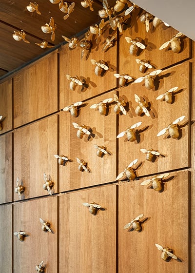 The display cabinets inside of the Fine Jewellery Room at the Alex Monroe flagship boutique on Floral Street.