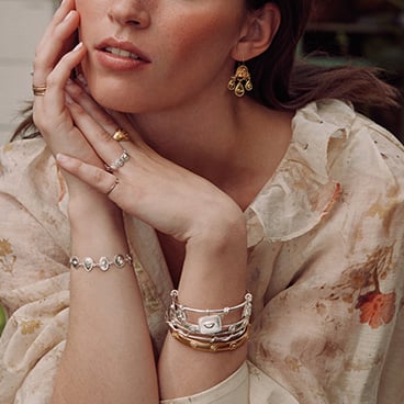 Model Wearing Sense of Nature mixed metal jewellery