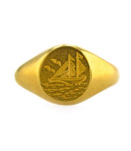 Ship at Sea Signet Ring Product Photo