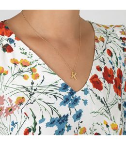 Floral Letter K Necklace