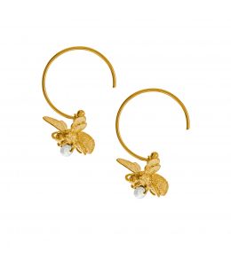 Flying Bee with Pearl Hoop Earrings Product Photo