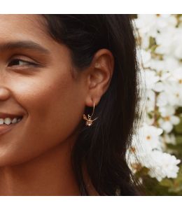 Flying Bee with Pearl Hoop Earrings