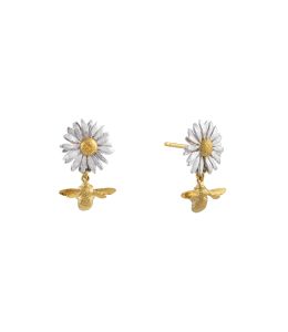 Daisy Stud Earrings with Teeny Tiny Bee Drops Product Photo