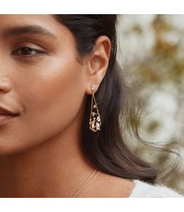 Strawberry Patch Teardrop Earrings with Buzzing Bees