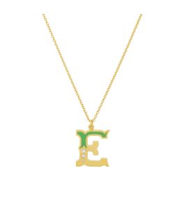 18ct Enamelled Letter E Necklace