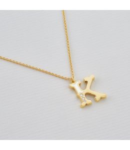 18ct Enamelled Letter K Necklace