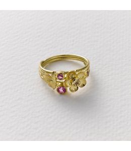 Strawberry Blossom Cocktail Ring with Bezel Set