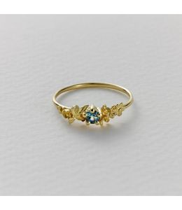 Beekeeper Garden Ring with Deep Teal Sapphire