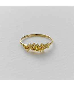 Beekeeper Garden Ring with Rich Yellow Sapphire