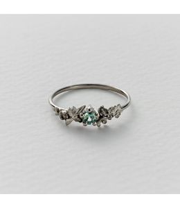 Beekeeper Garden Ring with Deep Mint Green Sapphire