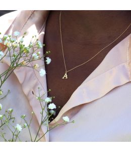 Teeny Tiny Floral Letter A Necklace