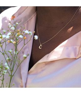 Teeny Tiny Floral Letter C Necklace