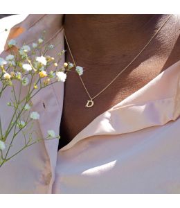 Teeny Tiny Floral Letter D Necklace