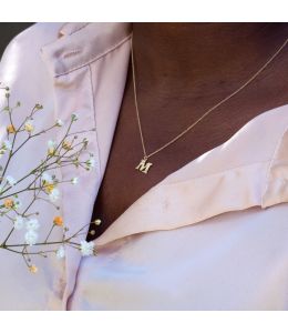 Teeny Tiny Floral Letter M Necklace