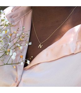 Teeny Tiny Floral Letter N Necklace